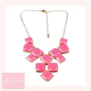 High-End Retro Resin Statement Necklace Pink Geo Retro
